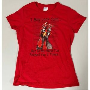 ‘I May Look Calm… But In My Head I’ve Pecked You 3 Times…’ T-Shirt Tee Size S 🐔✨